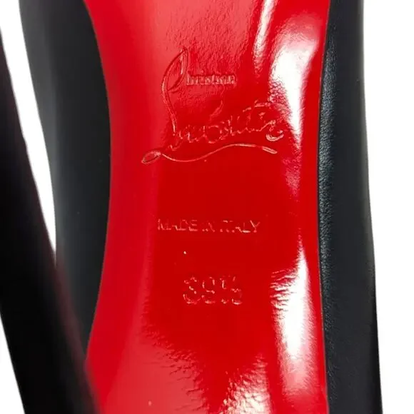 Christian Louboutin Pigalle Follies 100 Black Leather Pump Stiletto Heel 39.5 - Picture 9 of 12